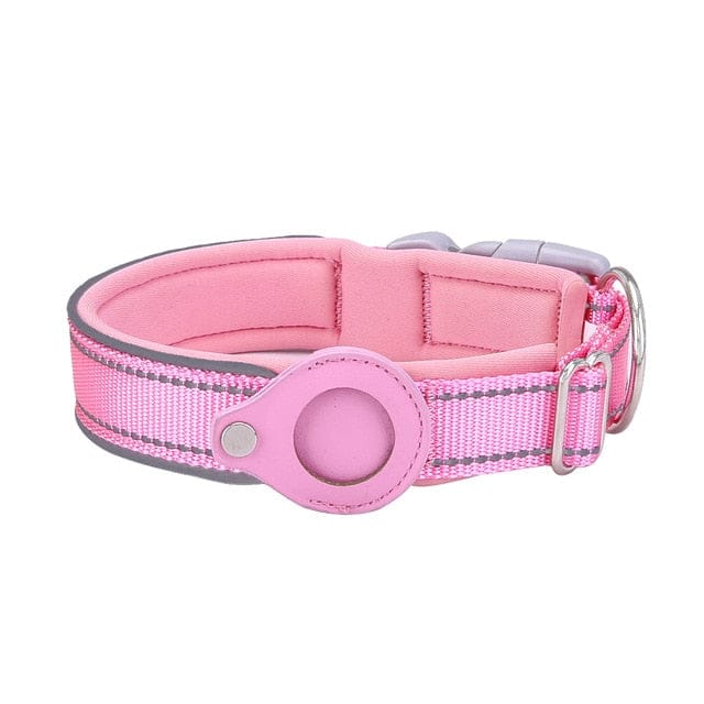 Pink apple airtag anti-lost waterproof pet collar - protective tracker