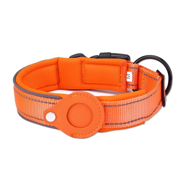 Orange apple airtag anti-lost waterproof pet collar - protective tracker