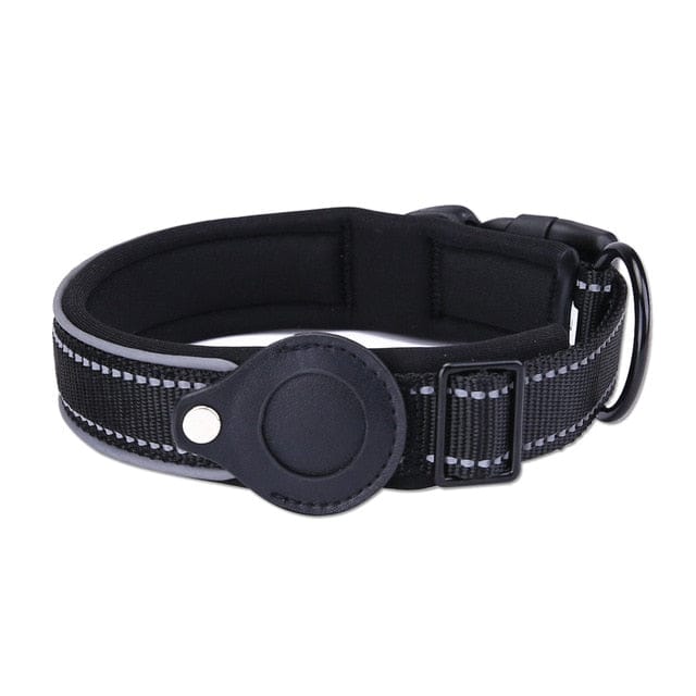 Black apple airtag anti-lost waterproof pet collar - protective tracker