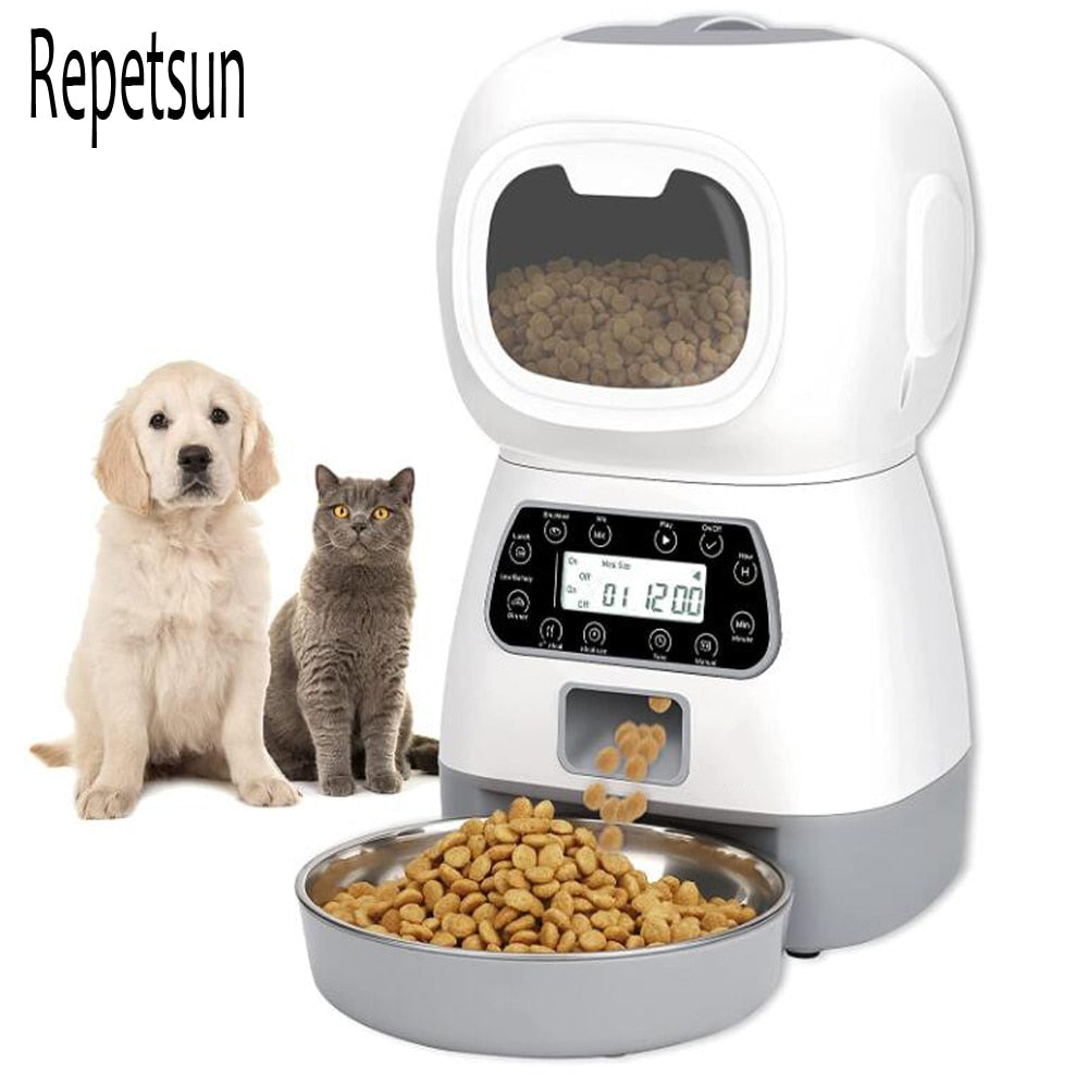 3.5L Smart Automatic Pet Feeder with Timer - Stainless Steel Bowl 🍖