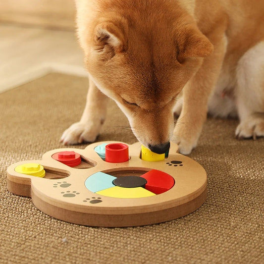 Brain Booster Level 2: Eco-Friendly Wooden Dog Puzzle Feeder