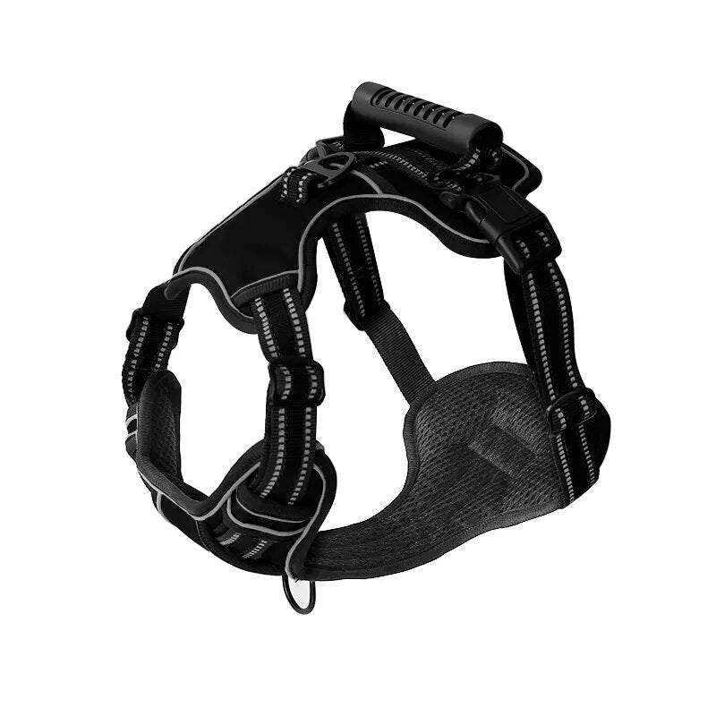 Black Ultimate Comfort & Control. No-Pull Breathable & Reflective Harness