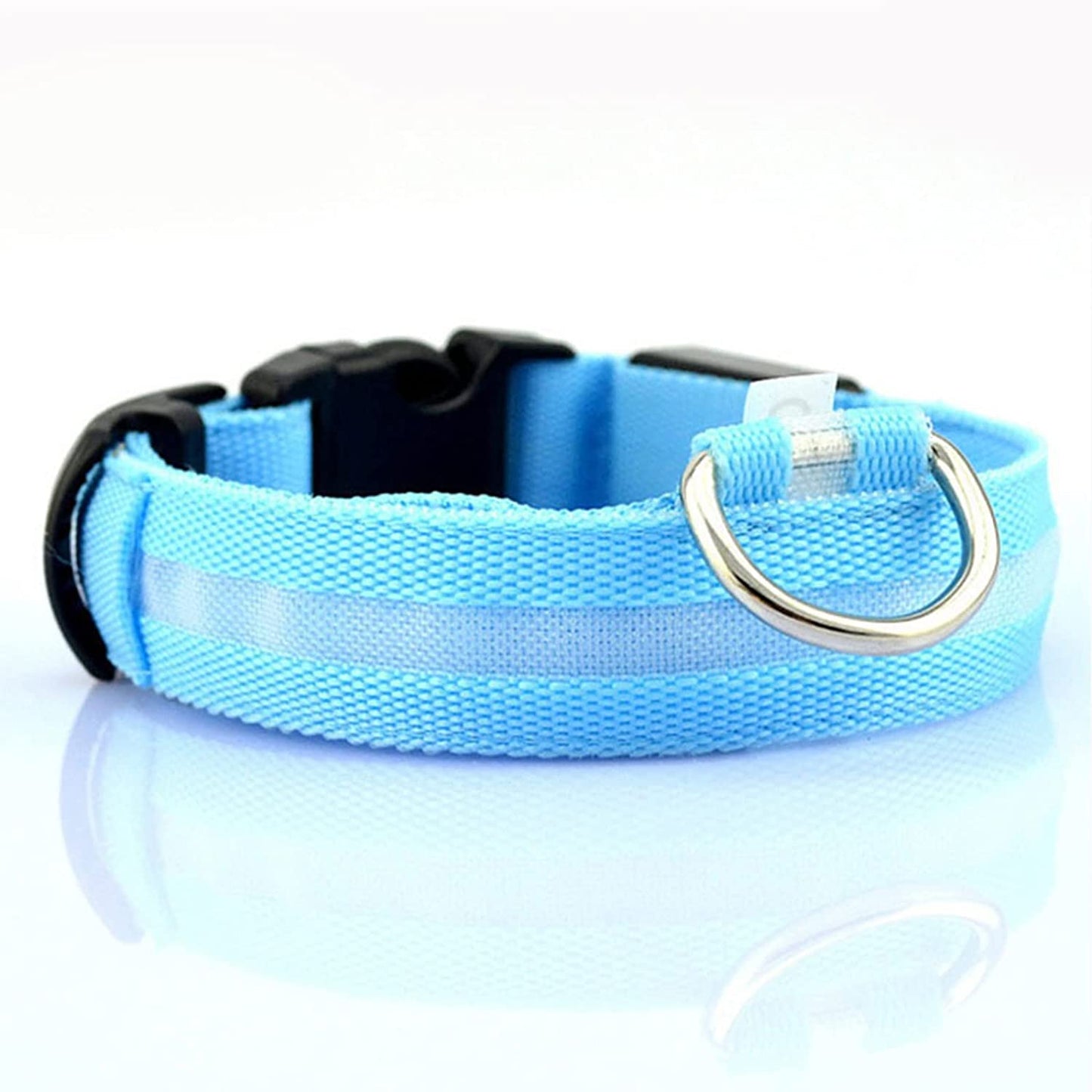 Blue LED Dog Collar - Waterproof, Adjustable Luminous Safety