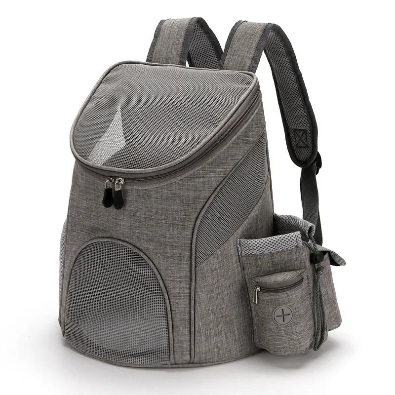 Grey Foldable & Breathable Mesh Dog Backpack