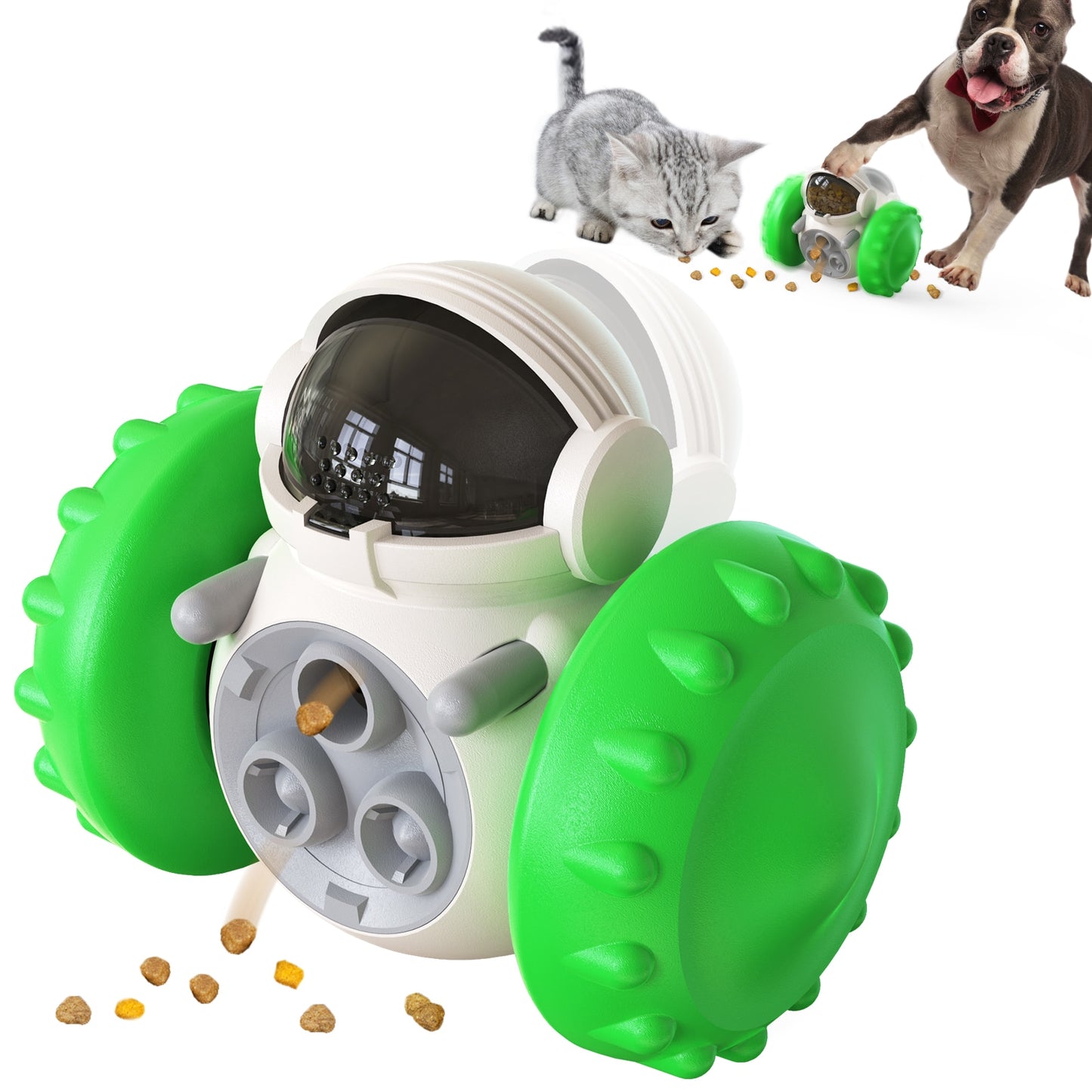 Green Dog Tumbler Toy: IQ Boosting Slow Feeder & Food Dispenser for Dog