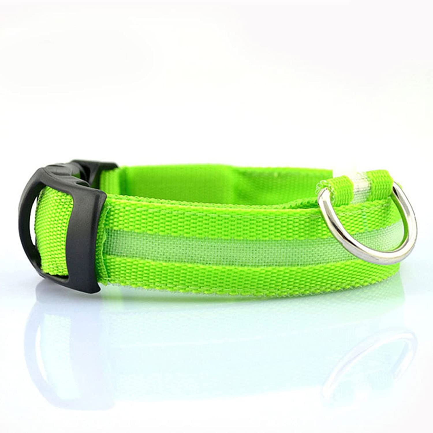 Green LED Dog Collar - Waterproof, Adjustable Luminous Safety