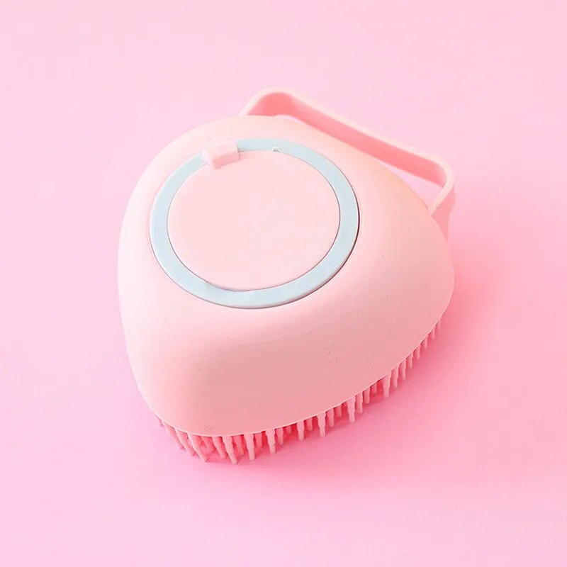 Pink soft silicone bath brush 