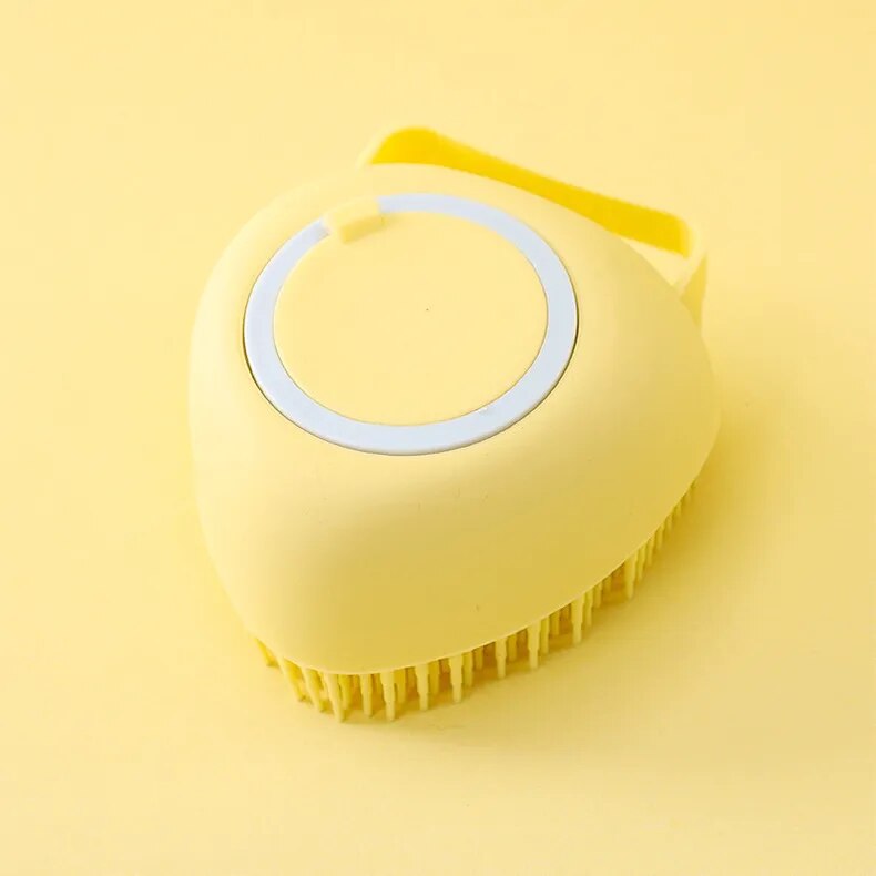 Yellow soft silicone bath brush 