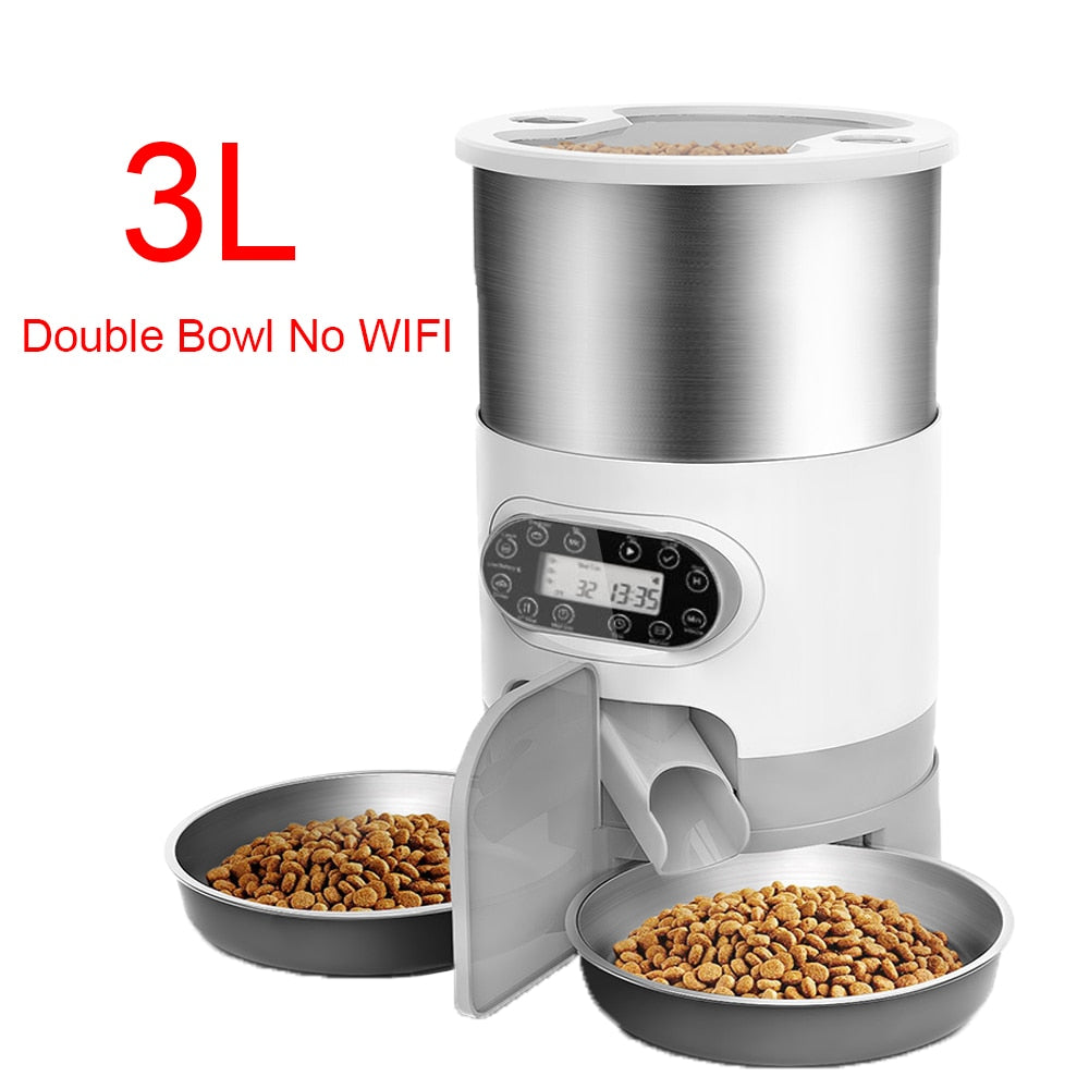 Double Precise Smart Pet Feeder: Automatic Remote Food Dispenser for Pets 