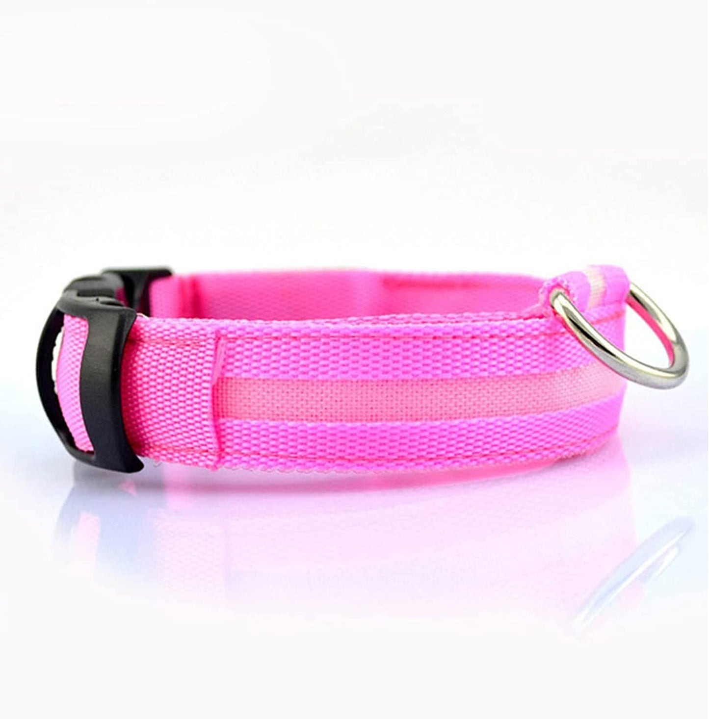 Pink LED Dog Collar - Waterproof, Adjustable Luminous Safety