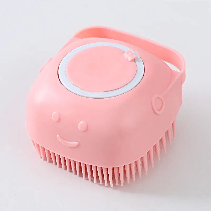 Pink soft silicone bath brush 