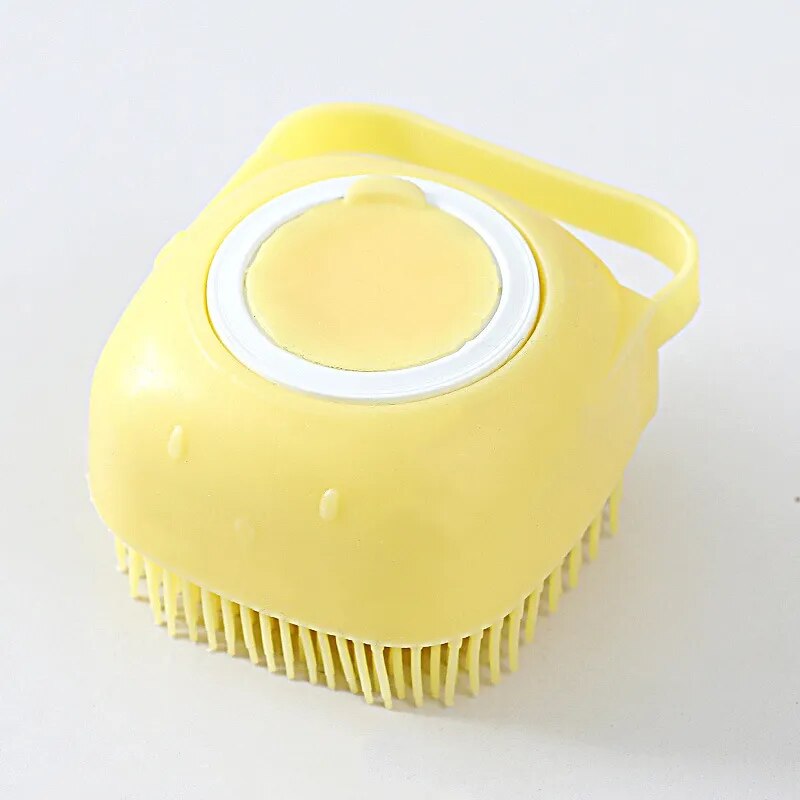 Yellow soft silicone bath brush 