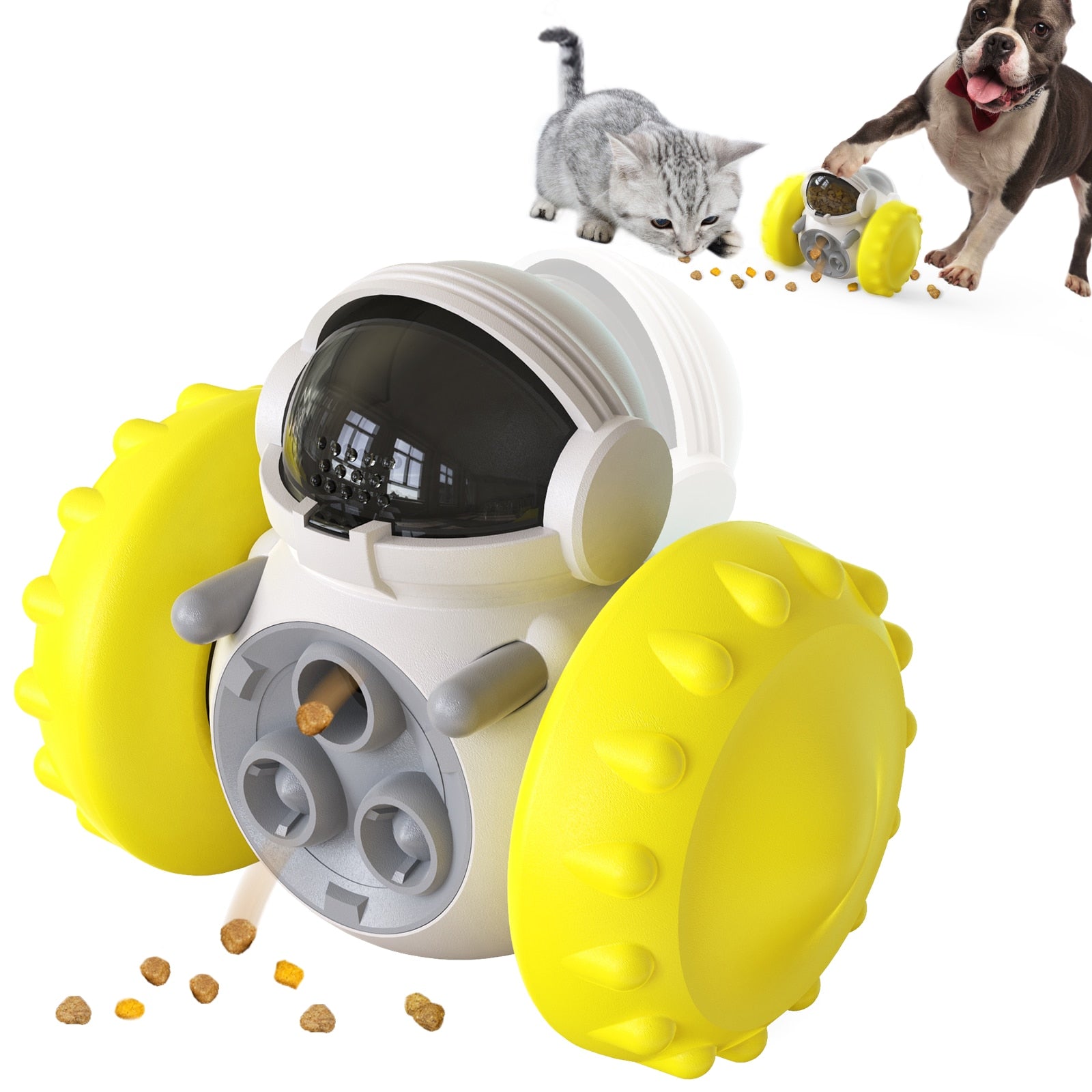 Yellow Dog Tumbler Toy: IQ Boosting Slow Feeder & Food Dispenser for Dogs